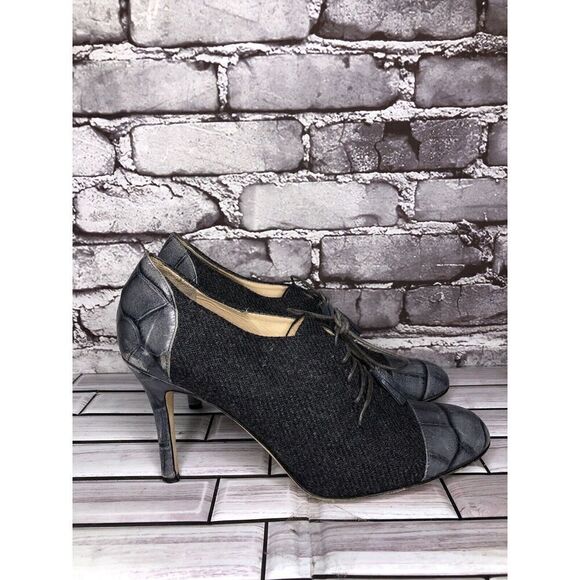 KATE SPADE Crocodile Leather & Wool Lace-Up Oxford Heels Tassels Women’s Sz 9.5B - Picture 5 of 16